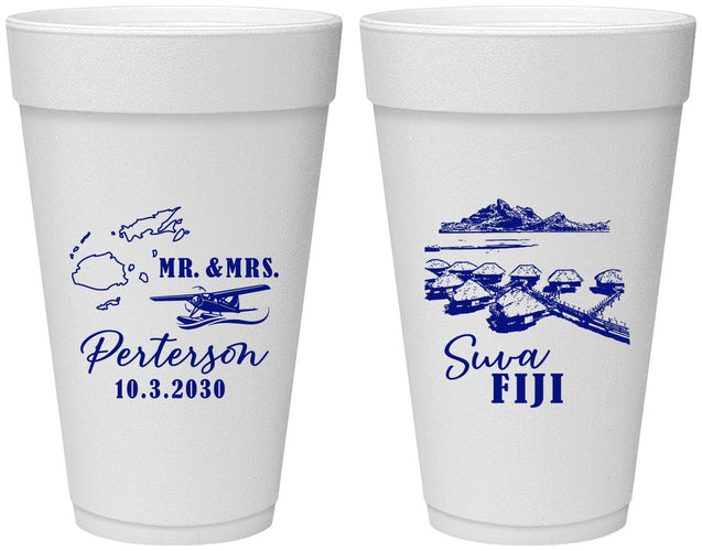 Personalized Wedding 20 oz Foam Cups - Fiji | 525
