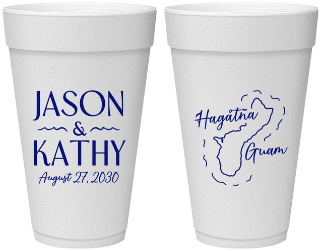 Personalized Wedding 20 oz Foam Cups - Guam | 526