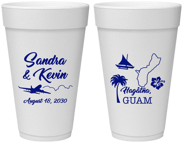 Personalized Wedding 20 oz Foam Cups - Guam | 527