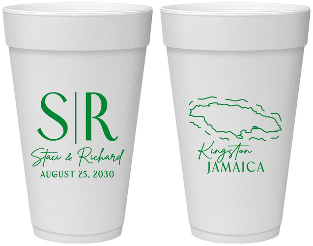 Personalized Wedding 20 oz Foam Cups - Jamaica | 530