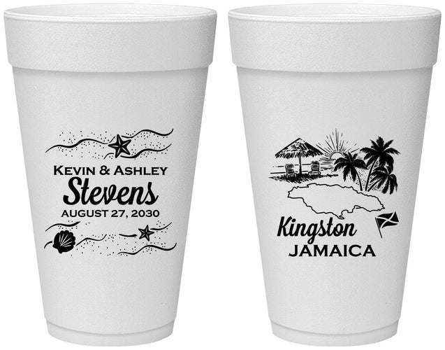 Personalized Wedding 20 oz Foam Cups - Jamaica | 531