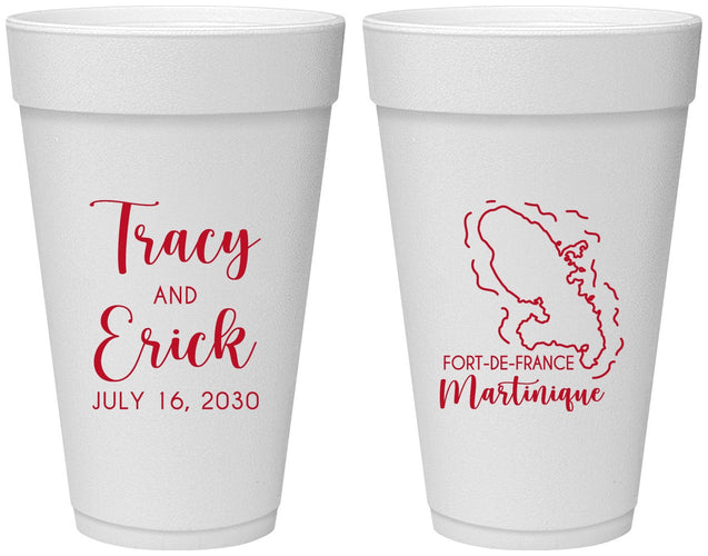 Personalized Wedding 20 oz Foam Cups - Martinique | 532