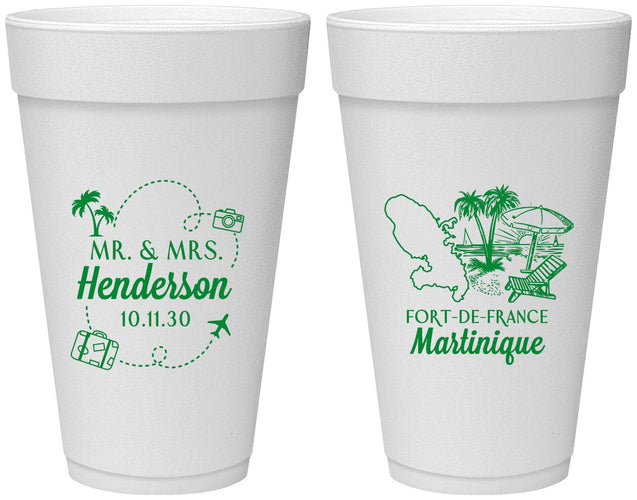 Personalized Wedding 20 oz Foam Cups - Martinique | 533