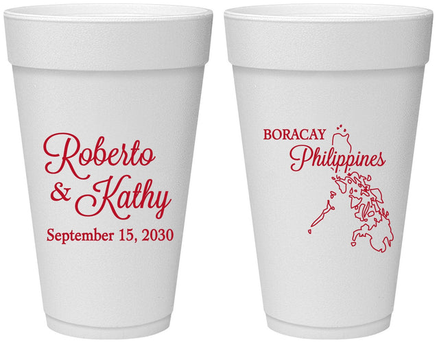 Personalized Wedding 20 oz Foam Cups - Philippines | 536