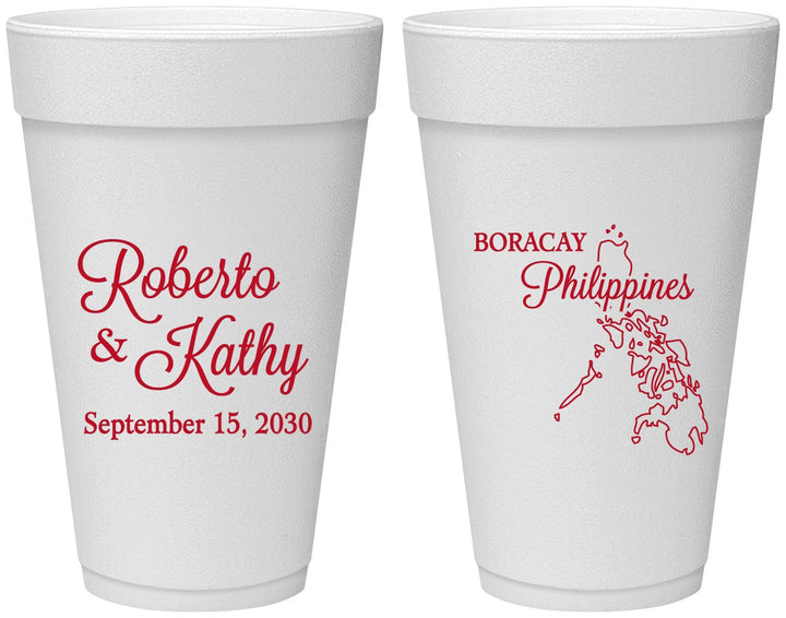 Personalized Wedding 20 oz Foam Cups - Philippines | 536