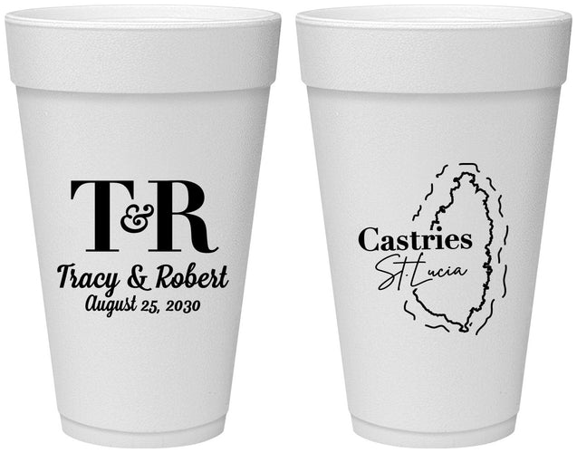 Personalized Wedding 20 oz Foam Cups - St Lucia | 540