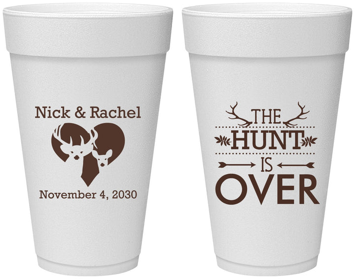 Personalized Wedding 20 oz Foam Cups - The Hunt Is Over | 554