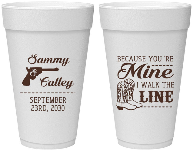 Personalized Wedding 20 oz Foam Cups - I Walk The Line | 555