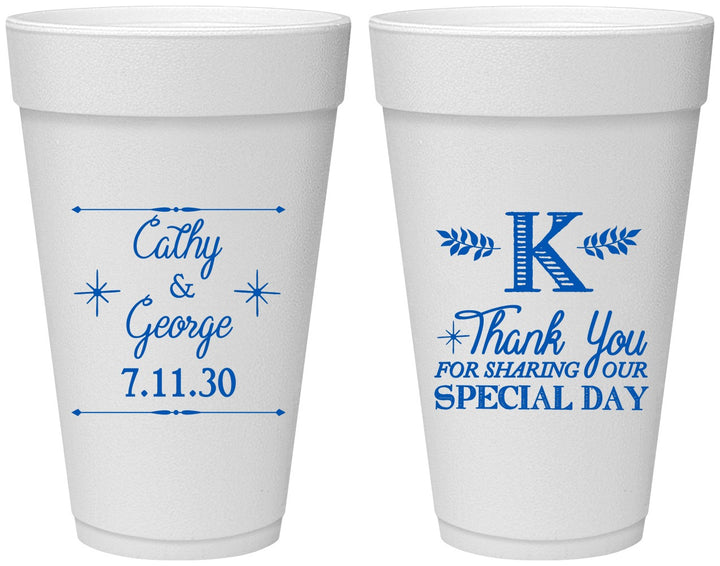 Personalized Wedding 20 oz Foam Cups - Monogram | 556