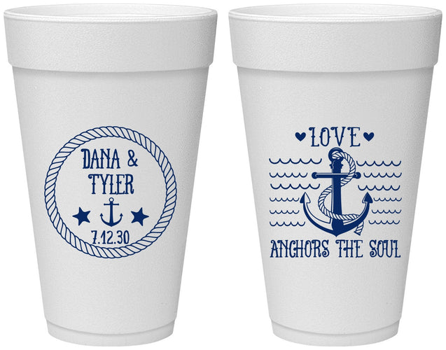 Personalized Wedding 20 oz Foam Cups - Anchor The Soul | 558