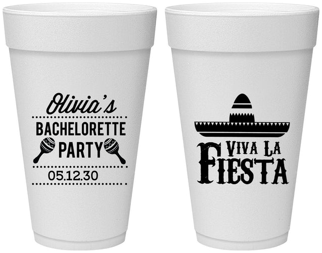 Personalized Bachelorette 20 oz Foam Cups - Viva La Fiesta | 60001