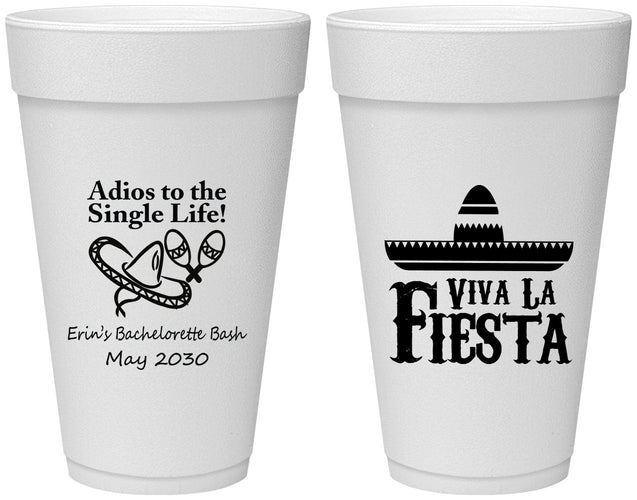 Personalized Bachelorette 20 oz Foam Cups - Viva La Fiesta | 60005