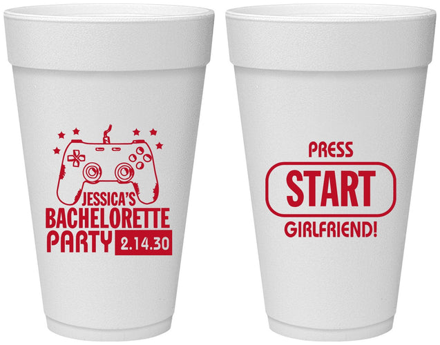 Personalized Bachelorette 20 oz Foam Cups - Video Games | 60009