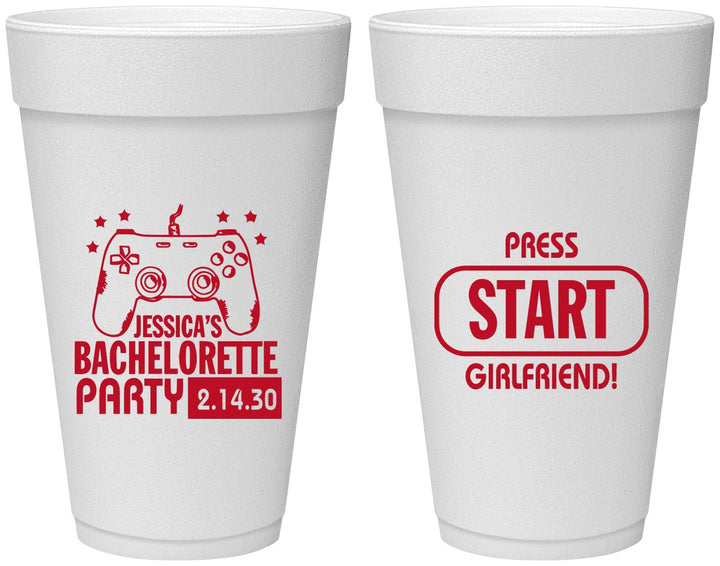 Personalized Bachelorette 20 oz Foam Cups - Video Games | 60009