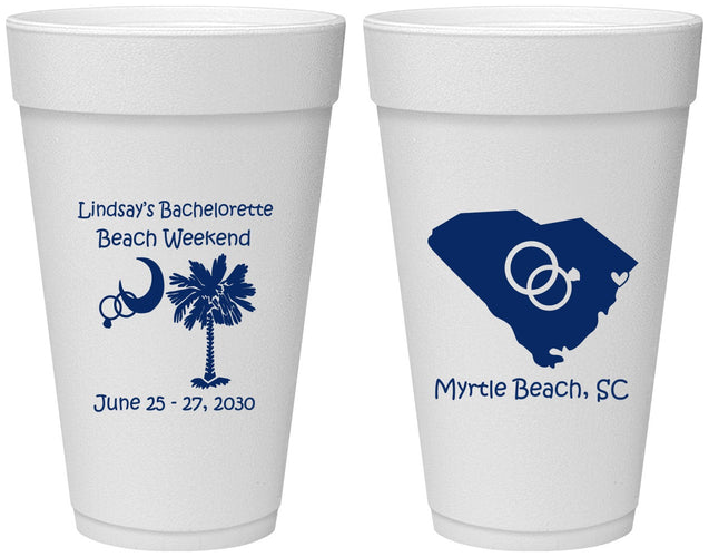 Personalized Bachelorette 20 oz Foam Cups - South Carolina | 60012