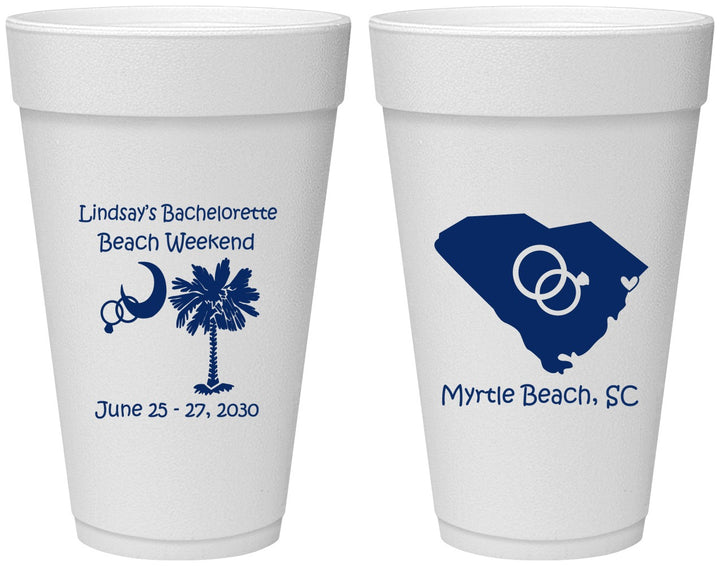 Personalized Bachelorette 20 oz Foam Cups - South Carolina | 60012