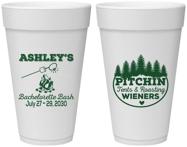Personalized Bachelorette 20 oz Foam Cups - Camping | 60018