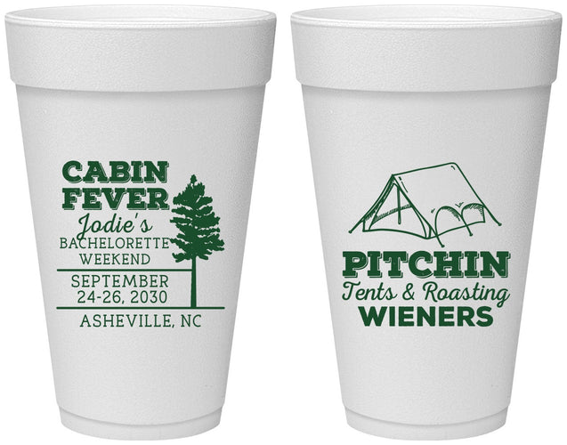 Personalized Bachelorette 20 oz Foam Cups - Camping | 60019