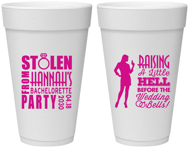Personalized Bachelorette 20 oz Foam Cups - Raising A Little Hell | 60020