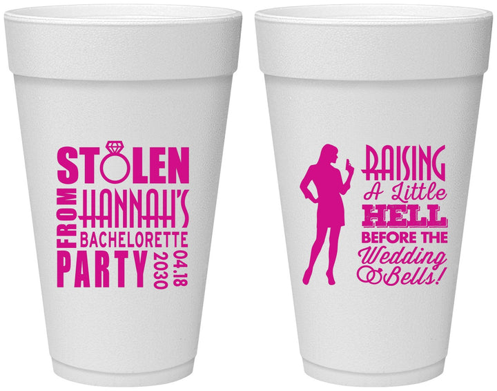 Personalized Bachelorette 20 oz Foam Cups - Raising A Little Hell | 60020