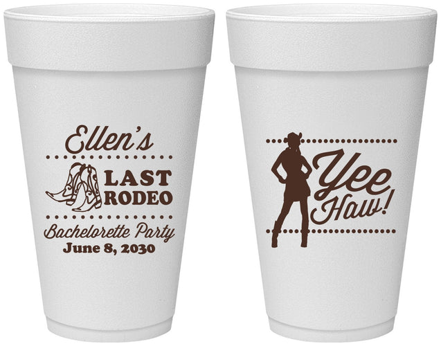 Personalized Bachelorette 20 oz Foam Cups - Last Rodeo | 60021