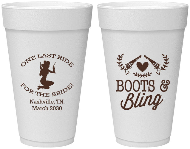 Personalized Bachelorette 20 oz Foam Cups - One Last Ride | 60024