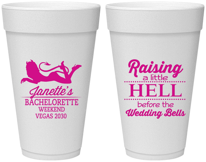Personalized Bachelorette 20 oz Foam Cups - Raising A Little Hell | 60030