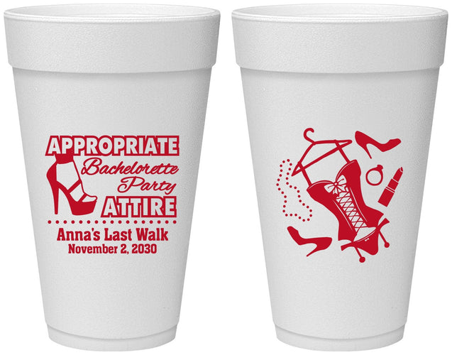 Personalized Bachelorette 20 oz Foam Cups - Last Walk | 60032