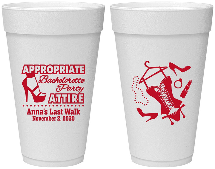 Personalized Bachelorette 20 oz Foam Cups - Last Walk | 60032