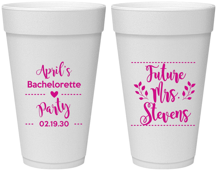 Personalized Bachelorette 20 oz Foam Cups - Future Mrs | 60037