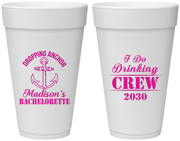 Personalized Bachelorette 20 oz Foam Cups - I Do Drinking Team | 60038