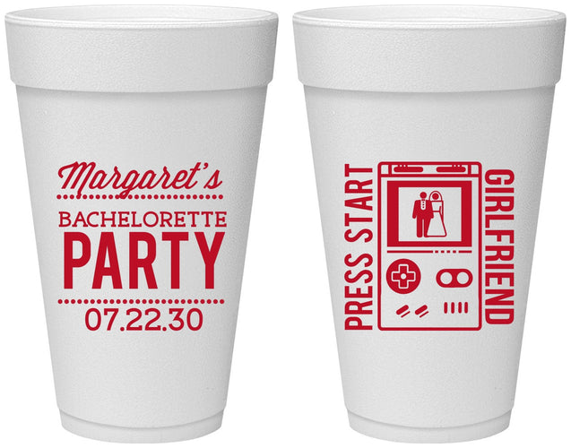 Personalized Bachelorette 20 oz Foam Cups - Video Games | 60039