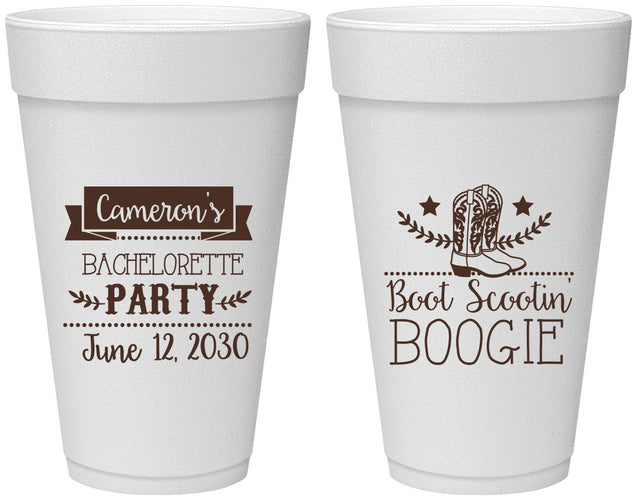 Personalized Bachelorette 20 oz Foam Cups - Cowgirl | 60040