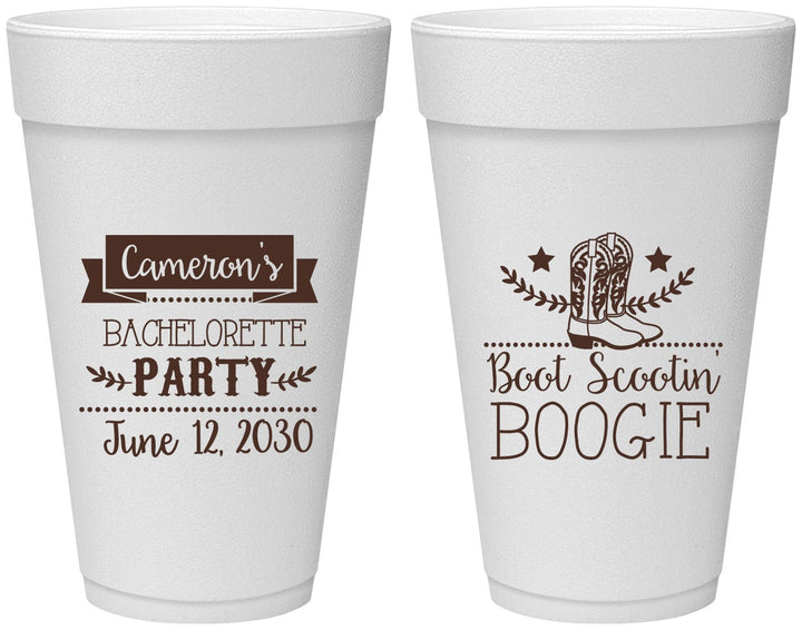 Personalized Bachelorette 20 oz Foam Cups - Cowgirl | 60040