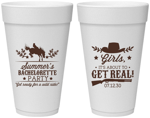Personalized Bachelorette 20 oz Foam Cups - Its About To Get Real | 60043
