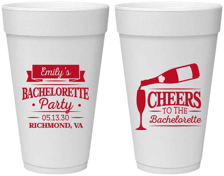 Personalized Bachelorette 20 oz Foam Cups - Cheers | 60052
