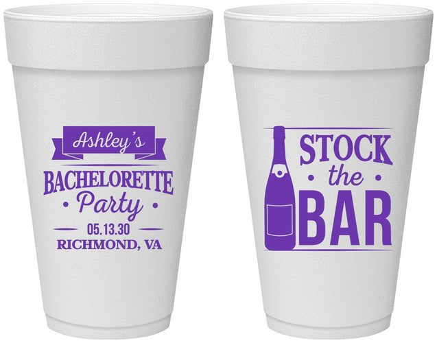 Personalized Bachelorette 20 oz Foam Cups - Stock The Bar | 60053