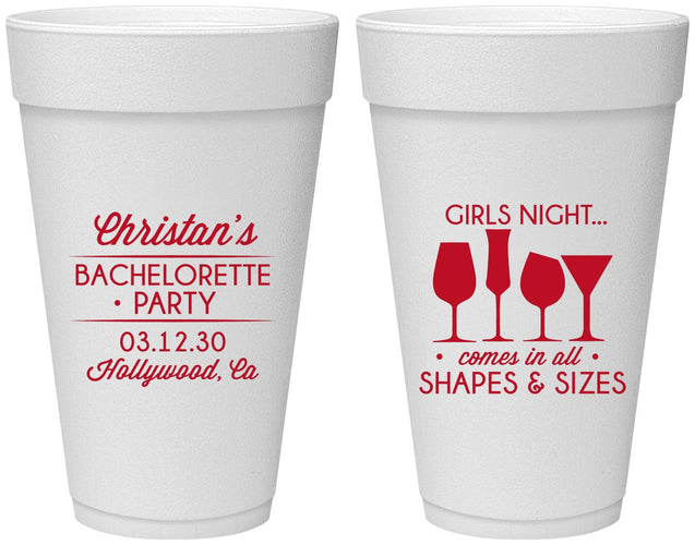 Personalized Bachelorette 20 oz Foam Cups - Girls Night | 60054
