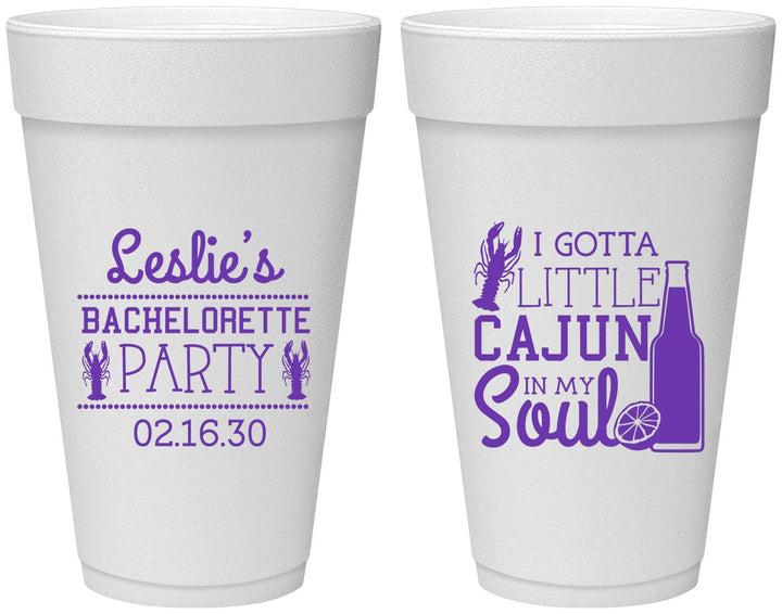 Personalized Bachelorette 20 oz Foam Cups - Little Cajun In My Soul | 60058