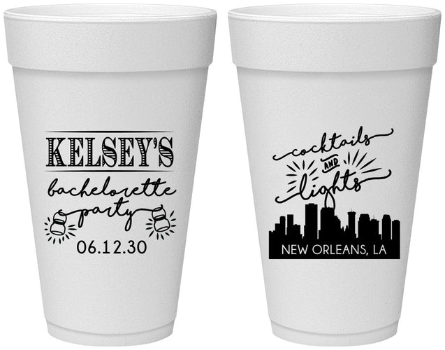 Personalized Bachelorette 20 oz Foam Cups - New Orleans | 60066
