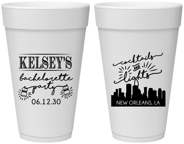 Personalized Bachelorette 20 oz Foam Cups - New Orleans | 60066