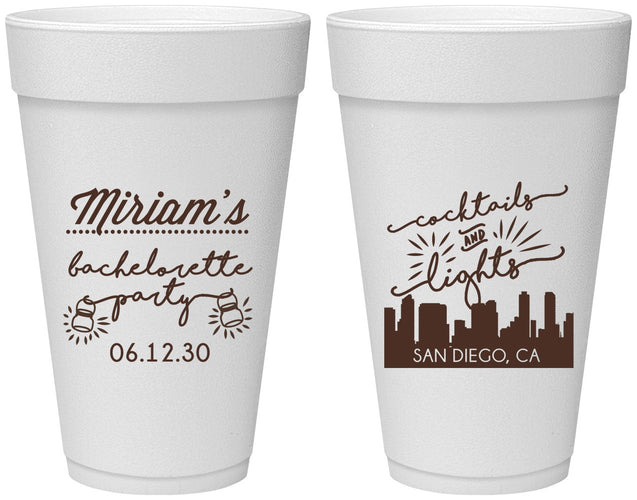 Personalized Bachelorette 20 oz Foam Cups - San Diego | 60067