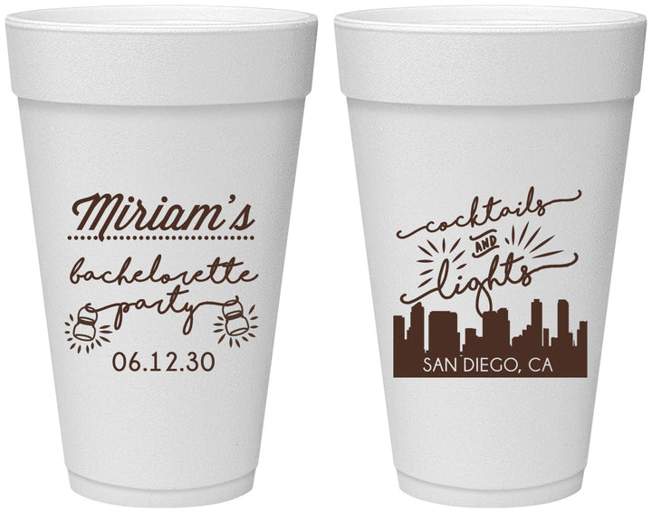 Personalized Bachelorette 20 oz Foam Cups - San Diego | 60067