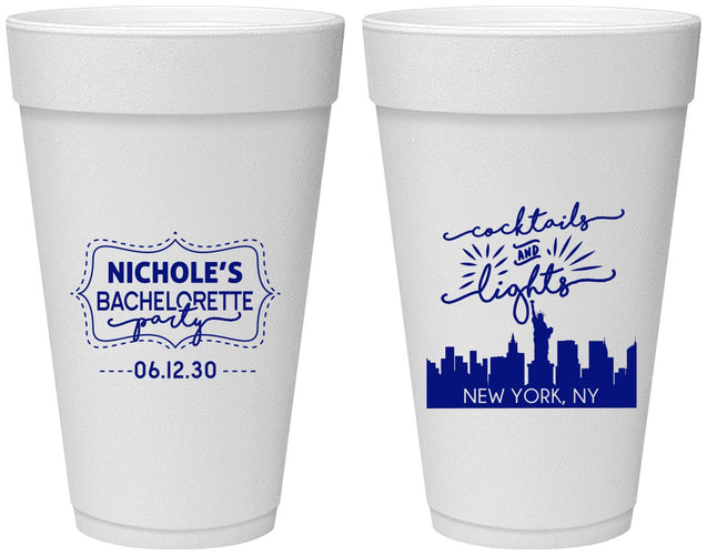 Personalized Bachelorette 20 oz Foam Cups - New York | 60069