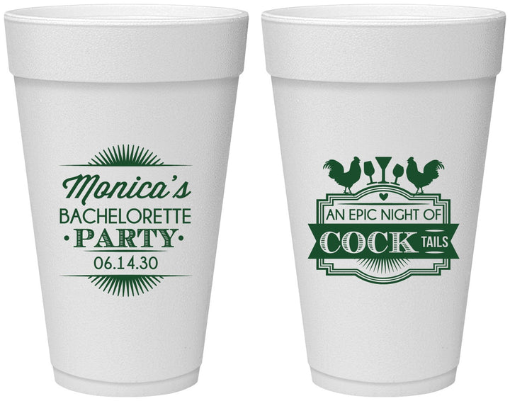 Personalized Bachelorette 20 oz Foam Cups - Epic Night Of Cocktails | 60071