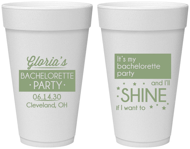 Personalized Bachelorette 20 oz Foam Cups - Shine | 60080