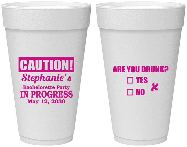 Personalized Bachelorette 20 oz Foam Cups - Drunk Yes Or No | 60083