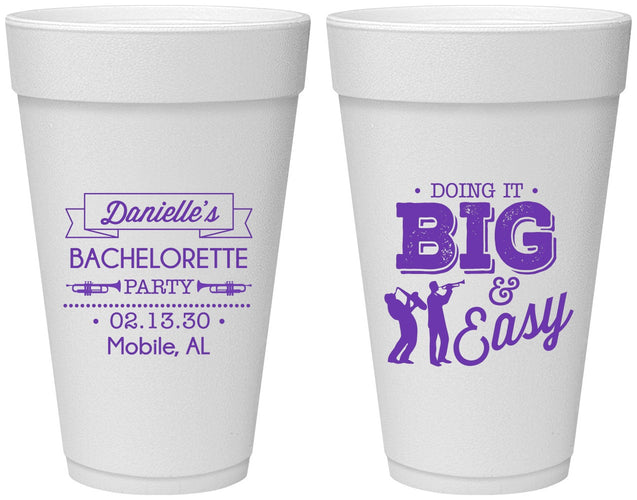 Personalized Bachelorette 20 oz Foam Cups - New Orleans | 60084