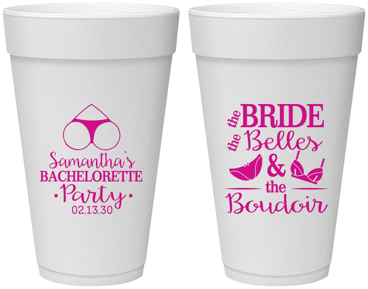 Personalized Bachelorette 20 oz Foam Cups - Brides Bells Boudoir | 60085