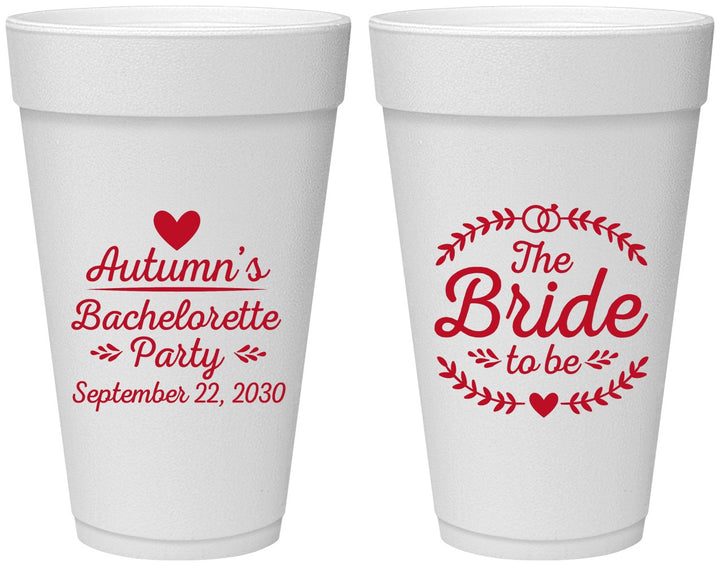 Personalized Bachelorette 20 oz Foam Cups - Bride To Be | 60088